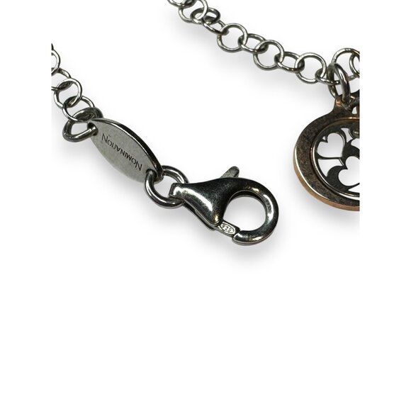 Nomination Sterling Silver Heart Charm Bracelet With Rose Gold Overlay 7.5" - Picture 7 of 10
